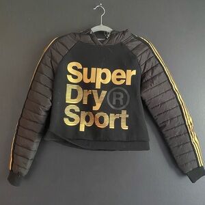 Superdry Black Hoodie with Gold Accents